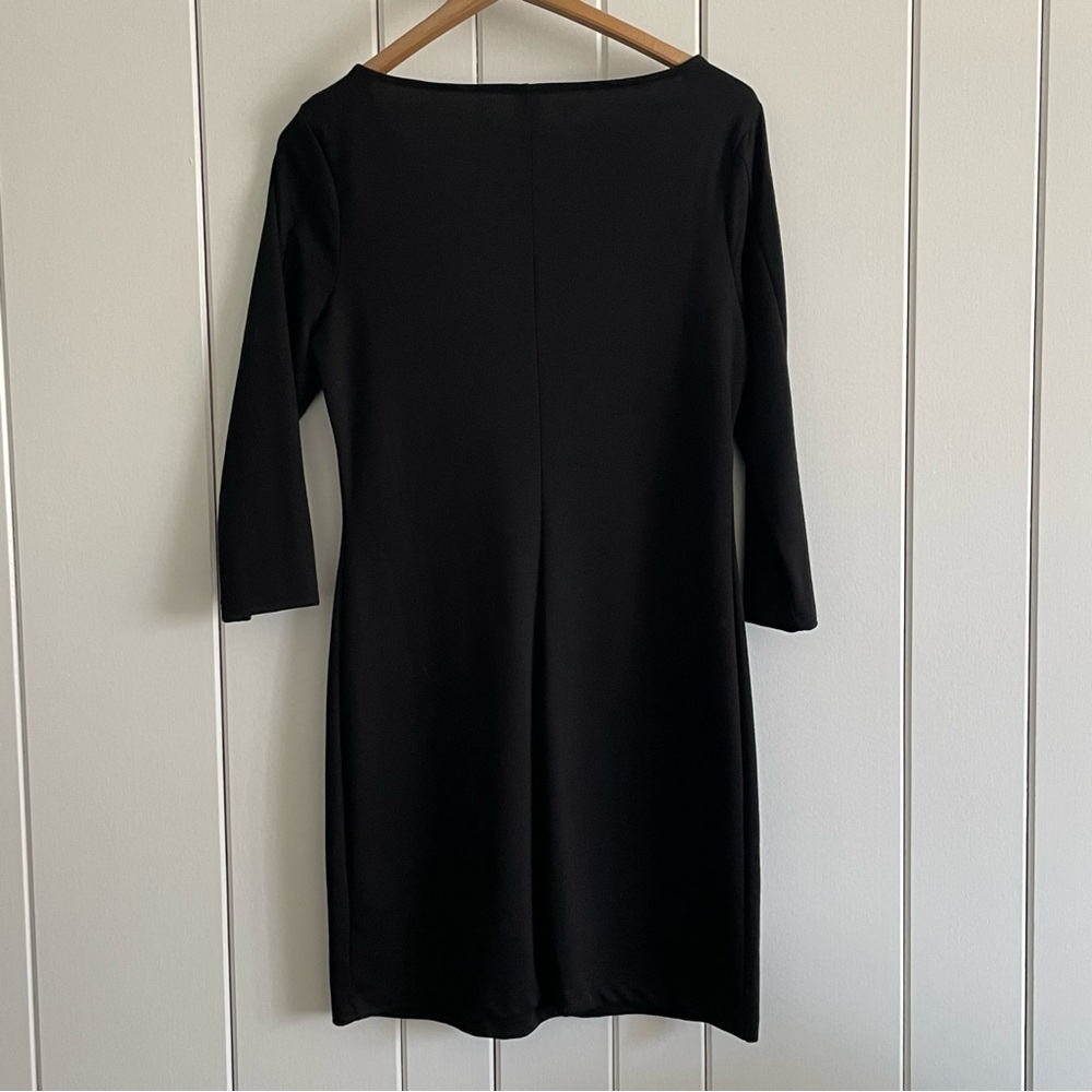 $15 SALE Old Navy Black Sheath Dress Round Scoop Neck 3/4 Sleeve Classic - Picture 2 of 6